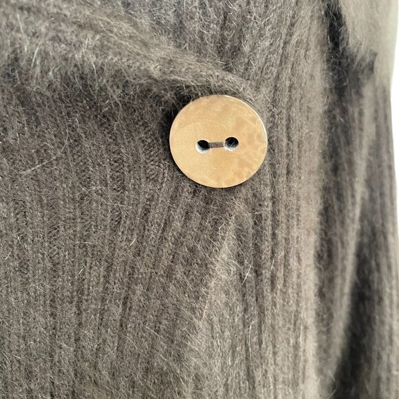 Vintage Venesha Angora Wool Coat Brown Oversized Button Minimalist Winter Chic - Picture 9 of 10